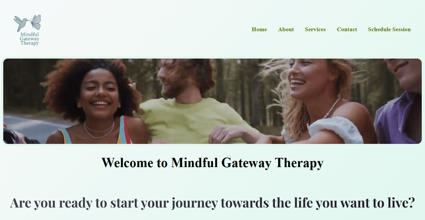 Mindful Gateway Therapy website preview
